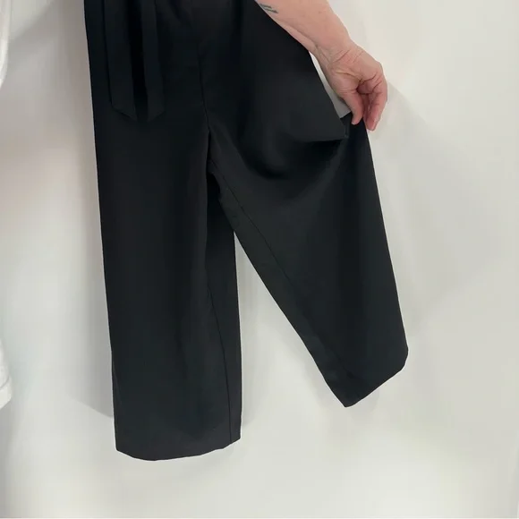 ARITZIA Babaton Black Flutter Jumpsuit Sz 8 Self Tie Belt Resort Party Pretty - Picture 7 of 16